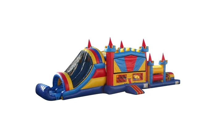 48ft Castle Obstacle Course with Bounce House and Slide