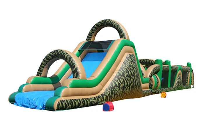 68ft Camo Obstacle Course with Arches and Back Slide